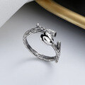 wholesale S925 Sterling Silver Casual Style Branches Texture 3D Lotus Bud Thai Silver Ring Creative Design Band-0-2