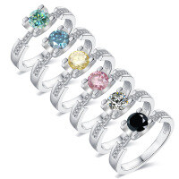 wholesale S925 Sterling Silver Plated with White Gold or Yellow Gold, Light Luxury Fashion Moissanite Bullhead Ring 05 Carat Engagement Ring-0.5 carat moissanite ring  US size 9 (China size 20)