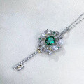 wholesale 925 Silver Zhuo Zhifan New Key Style Pearl Simulated Emerald 8*10 Necklace Pendant Fashion Women's-0-2
