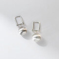 wholesale S925 Sterling Silver Minimalist U-Shaped Horseshoe Brushed Bead Ear Clasp Geometric Design Earrings M06690-0-4