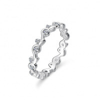 S925 Silver Moissanite Ring Women's Branch Geometric Stackable Ins Style-Set with moissanite  US No. 8