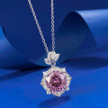 wholesale S925 Sterling Silver 10mm Rose Purple Pendant Rose Petal Necklace for Women, Fashionable Style for Live Streams-0-1