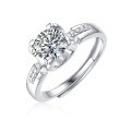 925 Silver Moissanite Four-Prong Bull Head Side Micro-Setting Ring-0-3