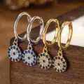 wholesale S925 Sterling Silver Round Evil Eye Hoop Earrings Geometric Trendy Retro Elegant Earrings-0-0