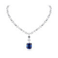 wholesale 925 Silver Gold-Plated Pendant Chain with High-Carbon Diamonds, Royal Blue Cushion-Cut, Luxurious Banquet Women's Exquisite-0-4