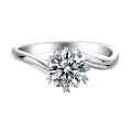wholesale S925 sterling silver high-quality D-grade moissanite diamond ring, 1-carat wedding ring, single row diamond ring, rings wholesale-0-6