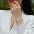 wholesale S925 Sterling Silver Fashionable Commuter Versatile Women's High-End Hot-Selling Cross-Border Luxury Paved Moissanite Bracelet-0-3
