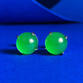 wholesale 925 Silver New Style Simulated Green Chrysoprase Earrings with Luxurious Classic Setting for Wealthy Women-0-0