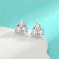 wholesale S925 Sterling Silver Moissanite Three-Stone Heart Stud Earrings Minimalist Niche Design Exquisite Fashion Versatile Earrings Cross-Border-0-2