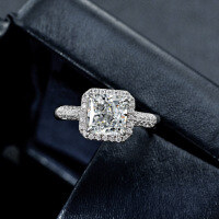 wholesale 925 Silver Shipei Jewelry New 2-Carat High-Carbon Diamond Women's High-End Frosted Cut White Square 7*7 Open Ring-White 7*7; M8 [R-2047] &gt; Open Ring US Size 7 - Main Stone 7*7