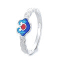 wholesale S925 Silver Yun Chao Xuan Fashion Minimalist Resin Enamel Peace Lock Ethnic Style Versatile Trendy Ring-0-4