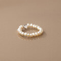 wholesale S925 Silver Pearl Beaded Heart Ring, Smooth Heart Shape Index Finger Ring R00211-0-4