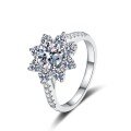 wholesale S925 Sterling Silver Women's Sunflower 1-Carat Moissanite Ring, Elegant and Sophisticated Valentine's Day Gift-0-3