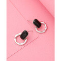 wholesale 925 Sterling Silver Black Agate Earrings for Women, Light Luxury Niche New Earrings, Simple and Elegant Studs with a High-End Feel-0-2