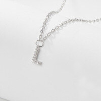 wholesale 925 Sterling Silver 26 Letter Necklace Light Luxury High-End Sense Pendant Necklace with Diamond-Encrusted Letters for Women Cross-Border E-Commerce Jewelry-L-Necklace-Platinum&gt;925 Silver (40+5cm)
