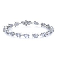 wholesale S925 silver new 5*8 full diamond pear-shaped bracelet, fashionable and elegant, ins influencer style, dropshipping-B017 Pear Shape Bracelet 16cm>925 Silver