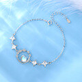wholesale 925 Sterling Silver Planet Moonstone Bracelet for Women, Small Batch Design Bestie Jewelry, 520 Valentine's Day Gift, Same Style as Dewu-0-0