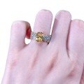 wholesale S925 Silver 7*9mm Yellow Diamond Gemstone Luxuriously Set High-End Fashion Ring for Women, Xiaohongshu Style-0-4