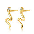 wholesale S925 Sterling Silver Small Animal Snake Hoop Earrings, Unique and Minimalist Style with Small Diamond Accents, Snake Ear Studs-0-4