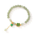 wholesale S925 Sterling Silver Peach Blossom Women's Bracelet, Small Niche Design with Elegant Advanced Sense, Four-Leaf Clover and Hetian Jade Beaded Bracelet for Women, New Chinese Style-0-4