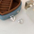wholesale S925 Sterling Silver Minimalist Versatile Heart Ear Clasp Earrings for Women, Korean Blogger-Inspired Niche Premium Viral Ear Accessories-0-4