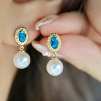 wholesale S925 Sterling Silver Red Elk Full Body Pearl Fashion Earrings for Women, French Minimalist Luxury Small Earrings for Commuting, Internet Famous-BE0155-Gold 925 Silver