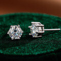 S925 Silver Six-Prong Earrings, Minimalist Style Moissanite Wedding Gift-0-0