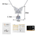Sterling Silver Moissanite Runaway Princess Bow Butterfly Necklace-0-5