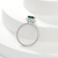 wholesale S925 Sterling Silver 12ct Lab-Grown Zambian Emerald 7*7mm Heart-Shaped Ring with Moissanite Accents-0-2