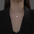 wholesale 925 Sterling Silver Nalan Geometric Crushed Silver Square Light Luxury Versatile Irregular Cut Collar Chain D9621-0-3