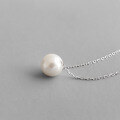 wholesale S925 Sterling Silver HXL255 Korean Japanese Style Silver Collarbone Chain Fashionable Elegant Pearl Simple Single Pearl Necklace for Women-0-0
