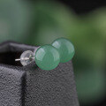 wholesale 925 Sterling Silver Inlaid 8mm Aventurine Earrings, Hanfu Qipao Vintage Style Green Bead Jade Earrings for Women-0-1