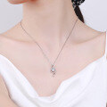 wholesale PT950 plated sterling silver S925 four-prong pendant with 1 carat moissanite notes necklace for women, versatile style-0-3