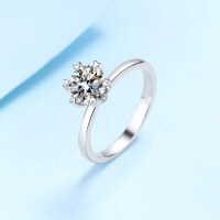 wholesale PT950 plated 925 sterling silver women's moissanite heart-shaped six-prong ring manufacturer wholesale available-5mm zircon No. 11