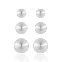 wholesale S925 Sterling Silver Geometric Brushed Textured Round Ball Stud Earrings for Women, Minimalist and Unique Matte Finish-EF1147/Silver Small [with Silver Ear Plug]