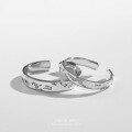 wholesale 925 Sterling Silver Couple Rings Korean Style Minimalist Design Unisex Matching Bands Adjustable Open Ring Wholesale-0-1