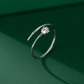 wholesale S925 Sterling Silver Minimalist Line Tulip Ring Adjustable Opening Index Finger Ring R01113-0-1