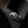 wholesale S925 Sterling Silver Red Elk All-Over Ins Style Fashion Retro Light Luxury Exquisite Feather French Ring Elegant-0-3