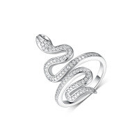wholesale 925 Sterling Silver Snake Earrings with Zircon Inlaid, Minimalist Ins Style Luxury High-End European and American Pure Silver Earrings-Ring-9518 18.5mm