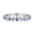 wholesale S925 Sterling Silver Women's High-End Evil Eye Blue Zircon Design, Creative and Stylish Ring-0-8