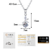 S925 Sterling Silver Moissanite Bamboo Leaf Pendant Necklace Wholesale-50-point D-color moissanite  925 silver