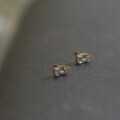 wholesale 9K Gold Pure Small Diamond Rectangular Ice Cube Zircon Retro French Mini Single Earring Stud-0-1