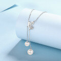 wholesale S925 Sterling Silver Original Design Pearl Necklace for Women with Moissanite Pendant, High-End Luxury Spring Summer Tassel Collarbone Chain-0-1
