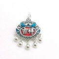 wholesale S925 Silver Retro Antique Hollow-Out Ruyi Peace Lock with Tassels Ethnic Style Pendant with Auspicious Meaning-0-6