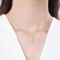 wholesale 925 Silver Three-Stone In-Line Diamond Necklace Pendant, New Arrival from Zhuozhifang Jewelry, Women's European and American Ins Light Luxury Style-0-2
