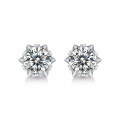 wholesale 925 Sterling Silver Moissanite Snowflake Earrings Simple Stud Earrings Source Live Streaming Hot Sale Silver Earrings In-Stock Set-0-5