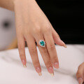 wholesale Rose Gold S925 Silver Inlaid Emerald Nano Ring, Luxurious High-End 8*12mm Colored Gemstone Ring-0-2