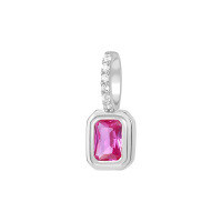 wholesale S925 Sterling Silver French Zodiac Necklace With Colorful Zircon Pendant-A3809-Rose Red Zirconium/White Gold_Pendant 925 Silver