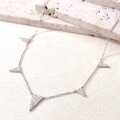 wholesale 925 Sterling Silver Five Triangular Stones in a Row Necklace for Women, Minimalist Collarbone Chain, Independent Site Best-Seller-0-2