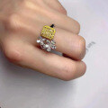wholesale S925 Sterling Silver with Imported High-Carbon Diamond, 6*8 Radiant Cut Yellow Diamond Ring for Women, European and American Ins Style, New by Zhuozhifan-0-1